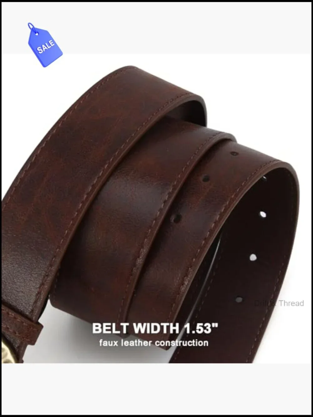 Vintage Chunky Western Faux Leather Belt with Retro Metal Oval Buckle
